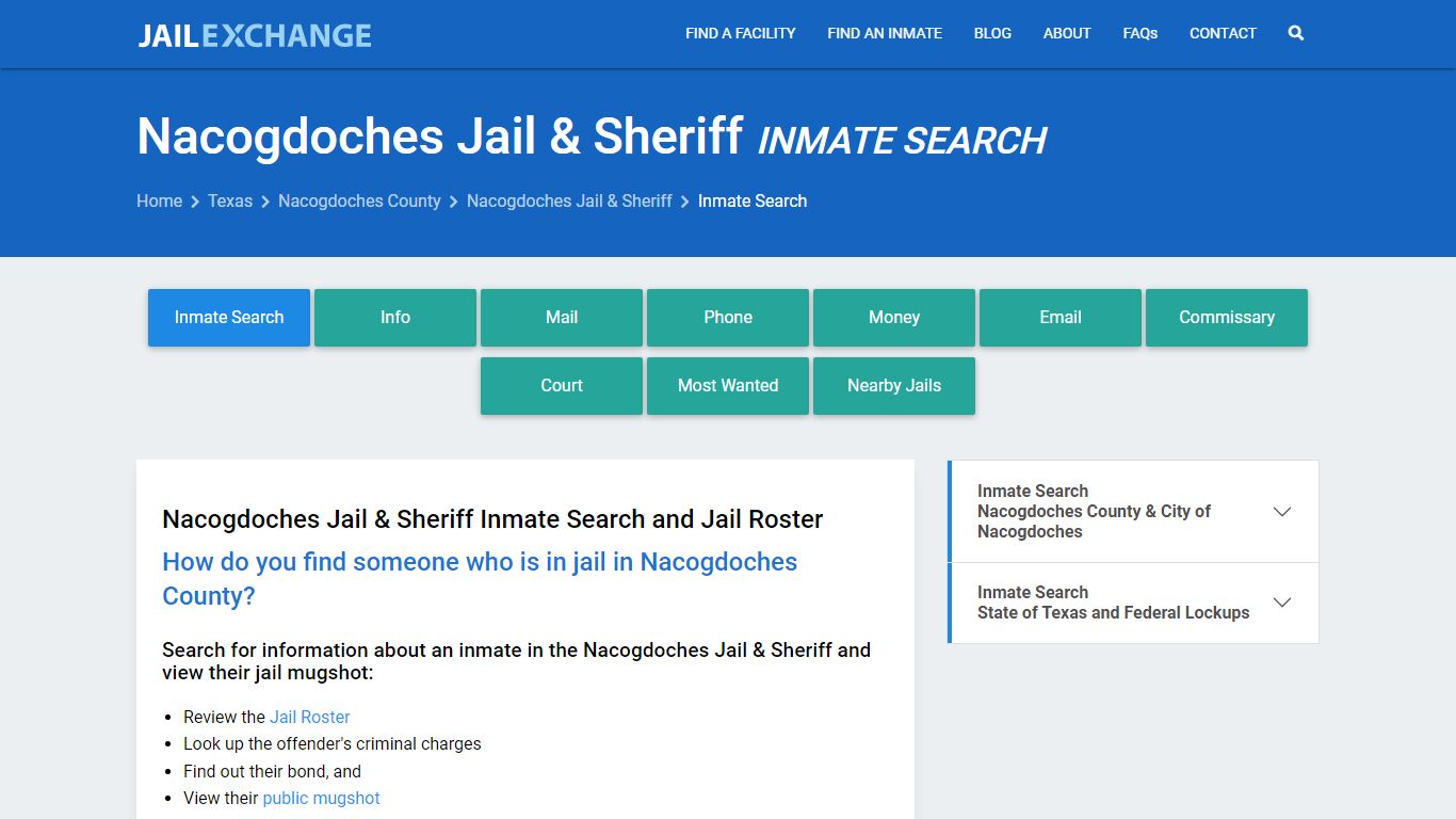 Nacogdoches Jail & Sheriff Inmate Search - Jail Exchange